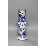 A 19th century Chinese blue and white beaker vase - 27cm tall