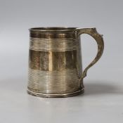 A George IV silver mug, with reeded bands and later? engraved initials, Robert Peppin, London, 1823,