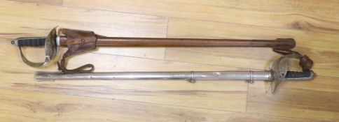 Two George V infantry officer's swords,100cms long.