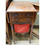 A Regency mahogany drop flap work table, width 39cm, depth 49cm, height 75cm