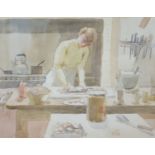 Beatrice Prudence Johnson R.W.S. (1920-1988), watercolour, Woman baking in a kitchen, signed and