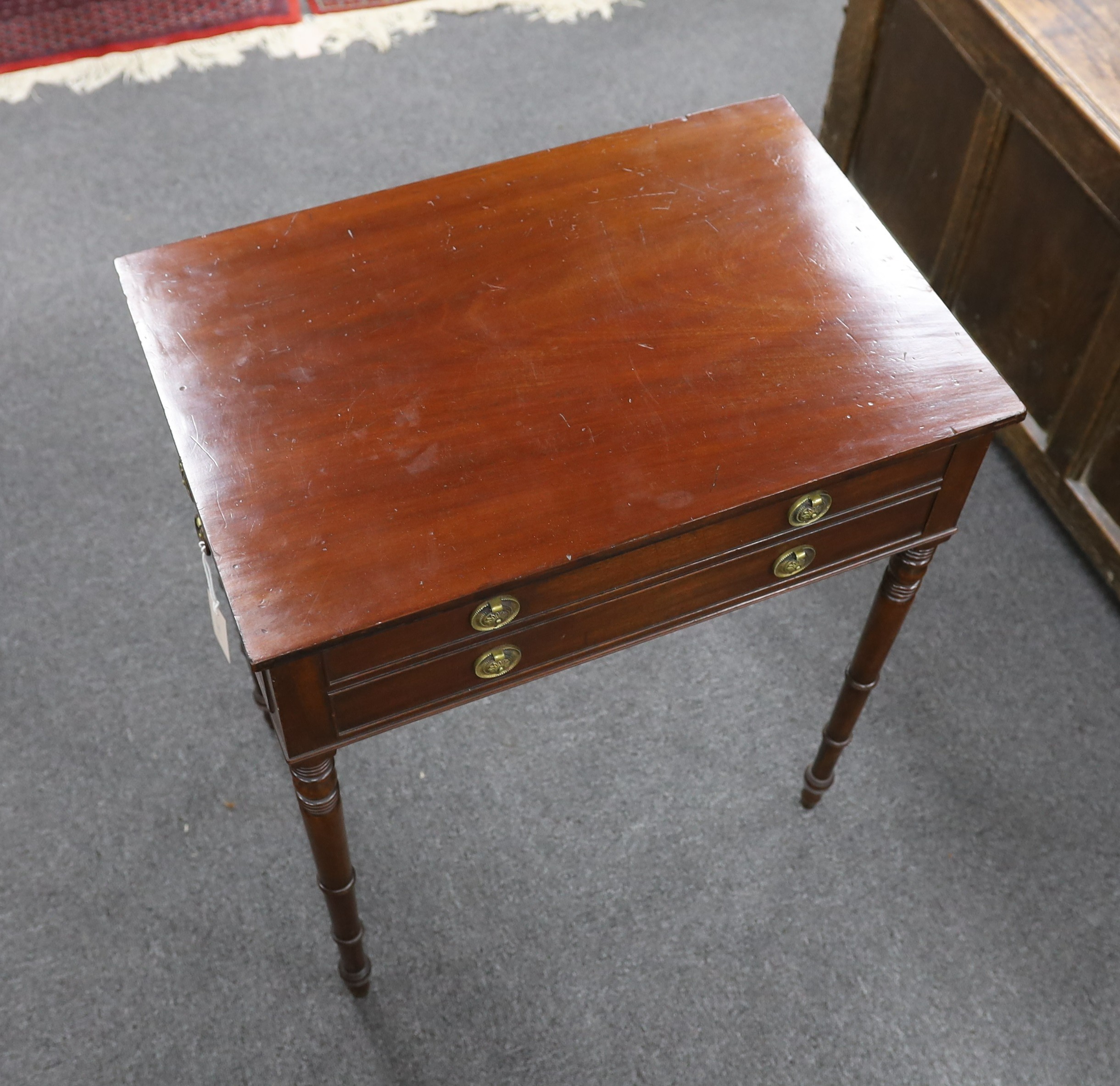A Regency rectangular mahogany four drawer side table, width 60cm, depth 40cm, height 72cm - Image 2 of 3