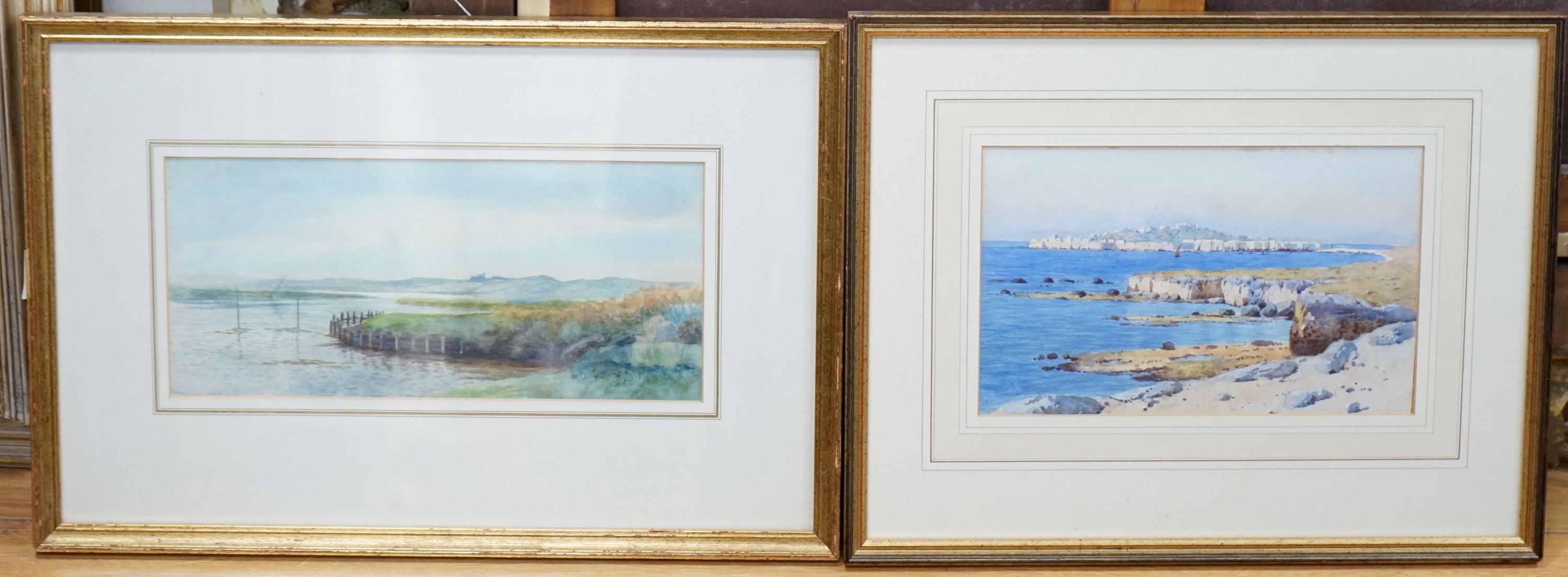 Charles Saunders, watercolour, 'Creek', label verso, 15 x 34cm and another watercolour of a