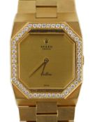 A gentleman's 1980's 18ct gold and diamond set Rolex Cellini manual wind dress wrist watch, on