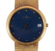 A gentleman's 1980's 18k gold Baume & Mercier quartz dress wrist watch, on a Baume & Mercier 18k