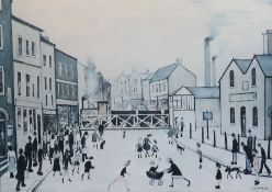 § § Lawrence Stephen Lowry R.A.(1887-1976) Level Crossing, Burton on TrentLithographsigned in