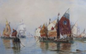 Thomas Bush Hardy (1842-1897) Fishing boats off Venicewatercoloursigned and dated 188245 x