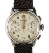 A gentleman's very rare early 1950's stainless steel Longines 30CH Flyback chronograph manual wind