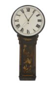 with later painted Roman dial and gilt black case decorated with a chinoiserie landscape, single