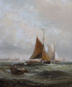 William Thornley (1857-1935) Shipping off the Dutch coastoil on canvassigned29 x 24cm.Oil on