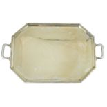 A George VI octagonal silver two handled tea tray, by Mappin & Webb, Sheffield, 1946, 59.8cm over