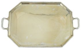 A George VI octagonal silver two handled tea tray, by Mappin & Webb, Sheffield, 1946, 59.8cm over