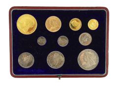 UK coins, a cased Victoria 1893 gold and silver proof coin set, nine original proof coins - gold