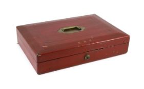 An early 20th century red morocco despatch box, formerly the property of Richard Assheton Cross, b.