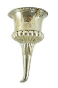 A late George IV silver wine funnel by Charles Fox II, with engraved crest, gadrooned border and