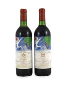 Two bottles of Chateau Mouton Rothschild 1982, height 30cmBoth in slightly dusty but otherwise