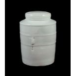 § § Edmund de Waal (b.1964) a banded cylinder porcelain lidded jar, c.1993, covered in a pale
