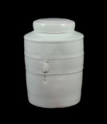 § § Edmund de Waal (b.1964) a banded cylinder porcelain lidded jar, c.1993, covered in a pale