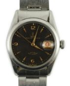 A gentleman's 1950's Tudor Prince Oysterdate 34 rotor self-winding wrist watch, with black dial,