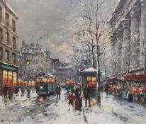§ § Antoine Blanchard (French, 1910-1988) Snow in Parisoil on canvassigned45 x 53cmOil on canvas