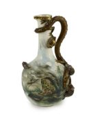 An unusual Royal Worcester ‘frog and mice’ ewer, c.1880, modelled with three mice clambering over