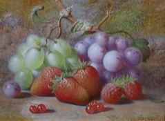 Charles Archer (1855-1931) Still life of grapes, strawberries, raspberries and redcurrantsoil on