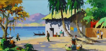 § § Cecil Rochfort D'Oyly John (1906-1993) 'Tobago, Fishing Village, West Indies'oil on