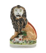 A Staffordshire ‘lion and lamb’ group, mid 19th century, supposedly inspired by American lion-