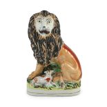 A Staffordshire ‘lion and lamb’ group, mid 19th century, supposedly inspired by American lion-