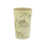 A Martin Brothers ‘grotesque fish’ beaker, dated 1914, Incised mark Martin Bros. Southall 12–