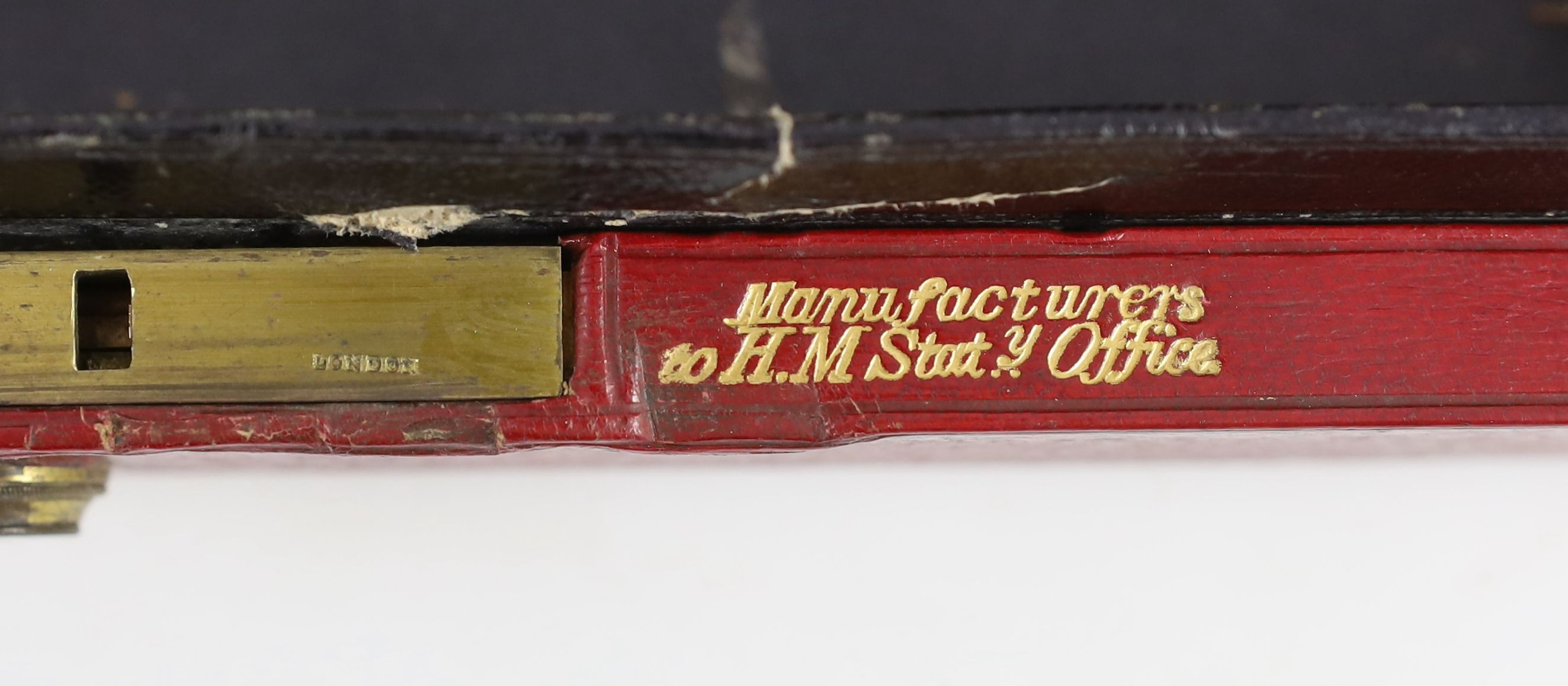 An early 20th century red morocco despatch box, formerly the property of Richard Assheton Cross, b. - Image 6 of 6