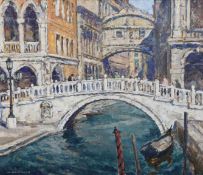 Wilhelm Blanke (German 1873-1943) Venice, the entrance to the Rio di Palazzo, the Bridge of Sighs