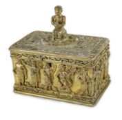 A German 800 standard parcel gilt silver Byzantine style rectangular casket, by Paul Telge,