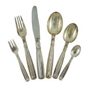 A mid 20th century harlequin part canteen of Danish 830 standard flatware by Broderne, W & S