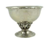 A 1920's Georg Jensen silver Louvre pattern pedestal bowl, design no. 180 B, Jensen marks to base,