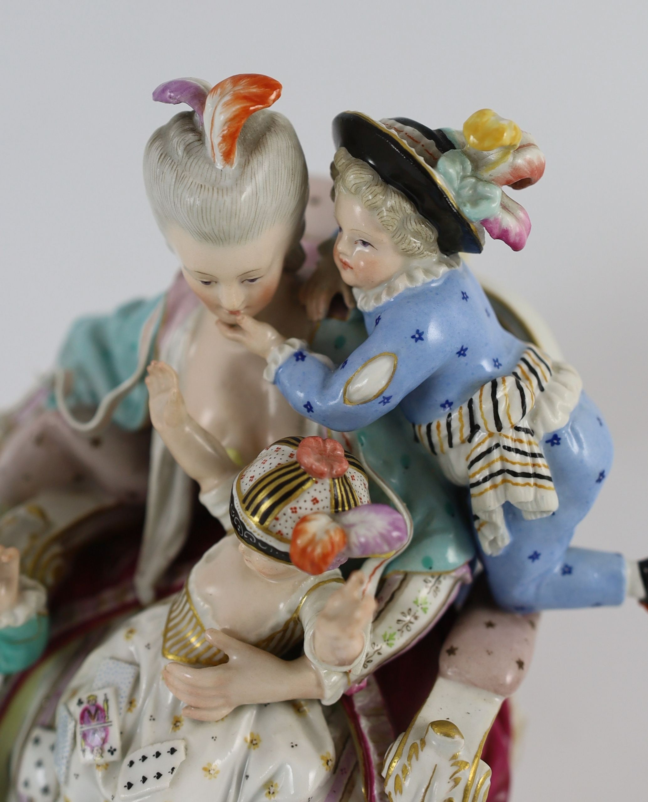 A Meissen group of the good mother, 19th century, after a model by Michel Victor Acier, blue crossed - Image 2 of 6