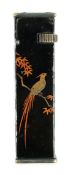 A Dunhill Namiki maki-e (lacquer) tallboy lighter, c.1930, decorated with a pheasant perched on a
