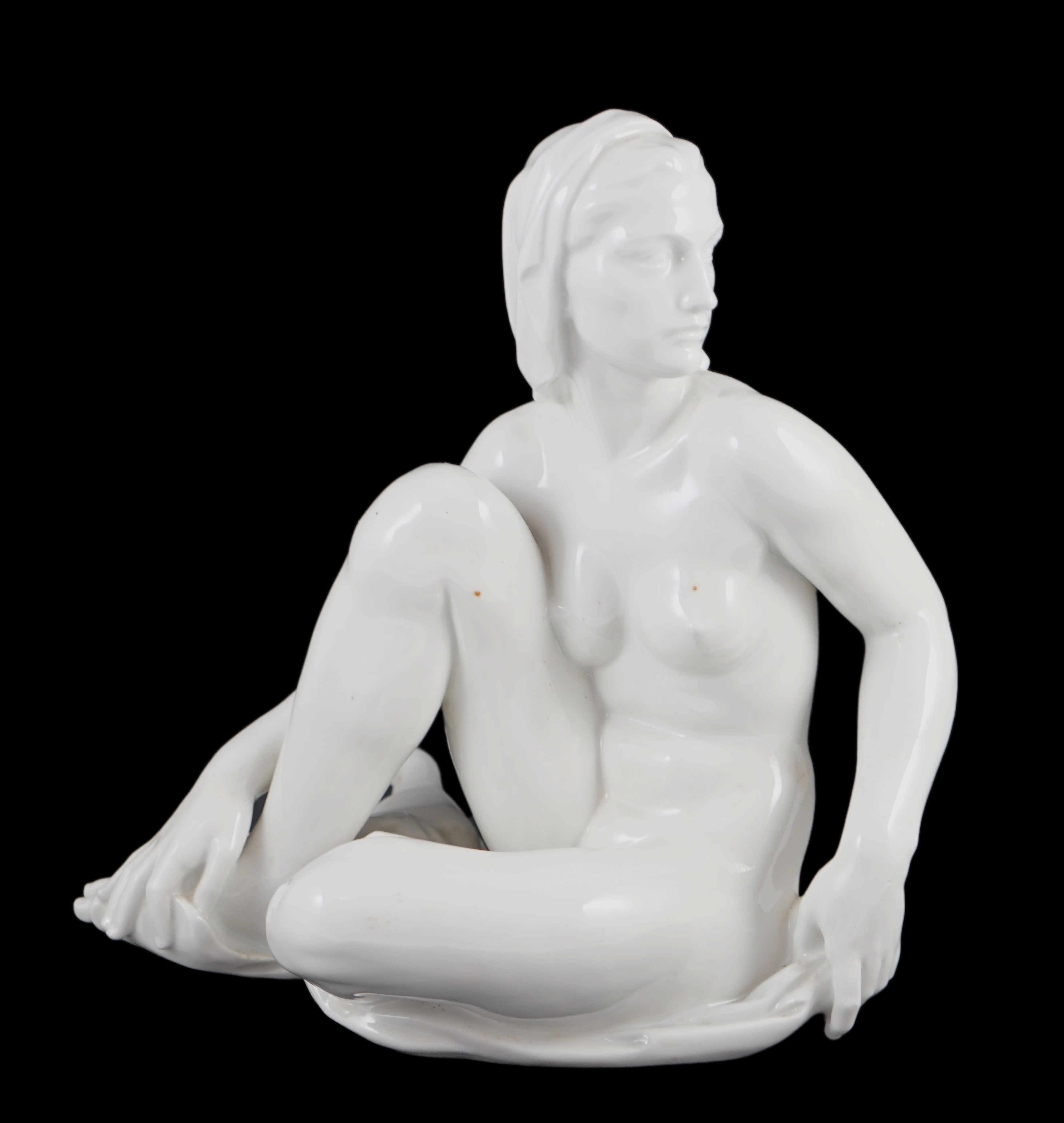 Robert Ullmann (1903-1966) for Meissen, a white glazed porcelain figure of a seated female nude, - Image 2 of 8