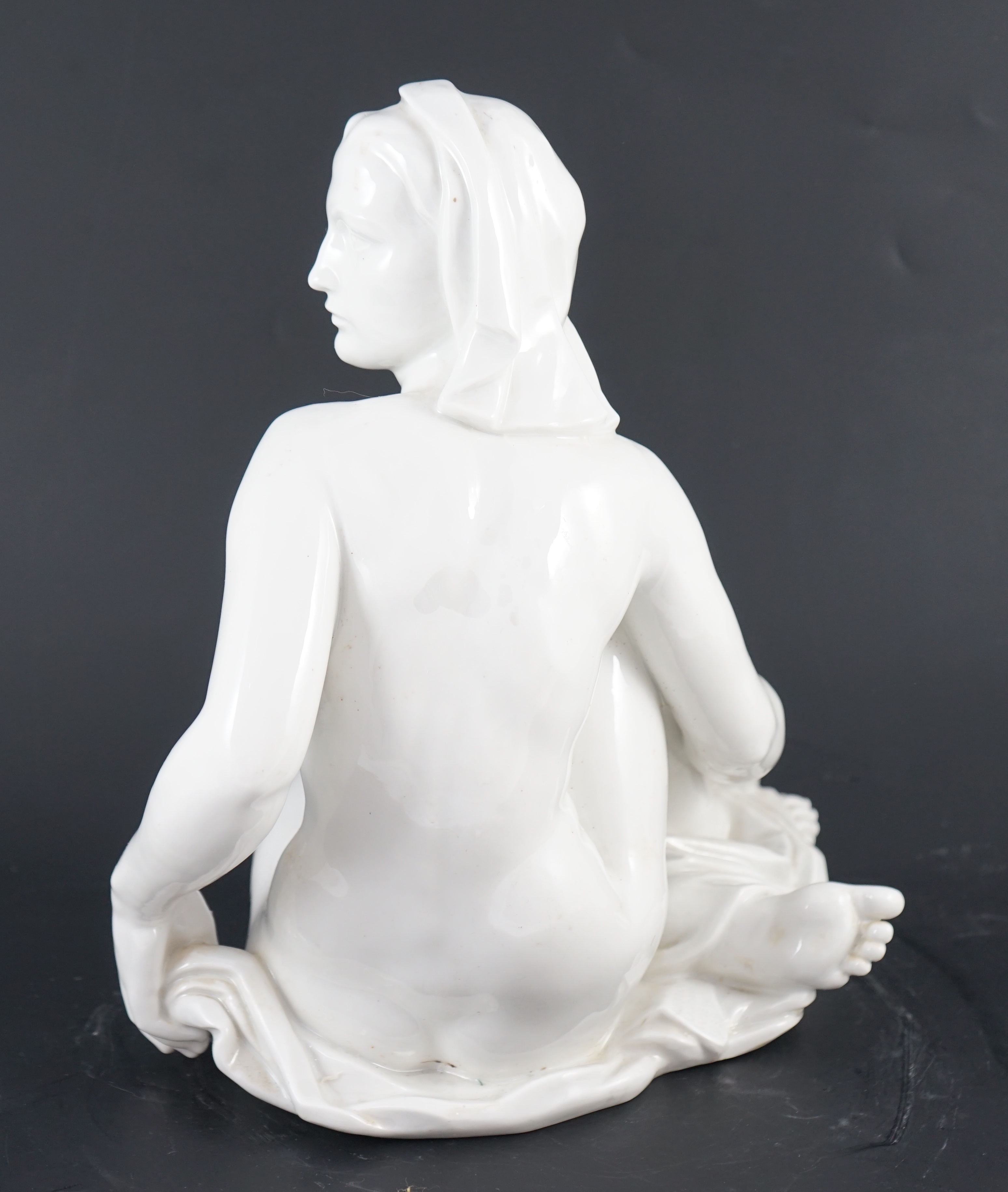 Robert Ullmann (1903-1966) for Meissen, a white glazed porcelain figure of a seated female nude, - Image 3 of 8