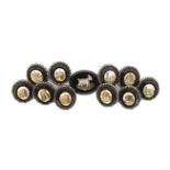 A set of ten 19th century Italian micro-mosaic buttons, mounted within cut steel borders, each