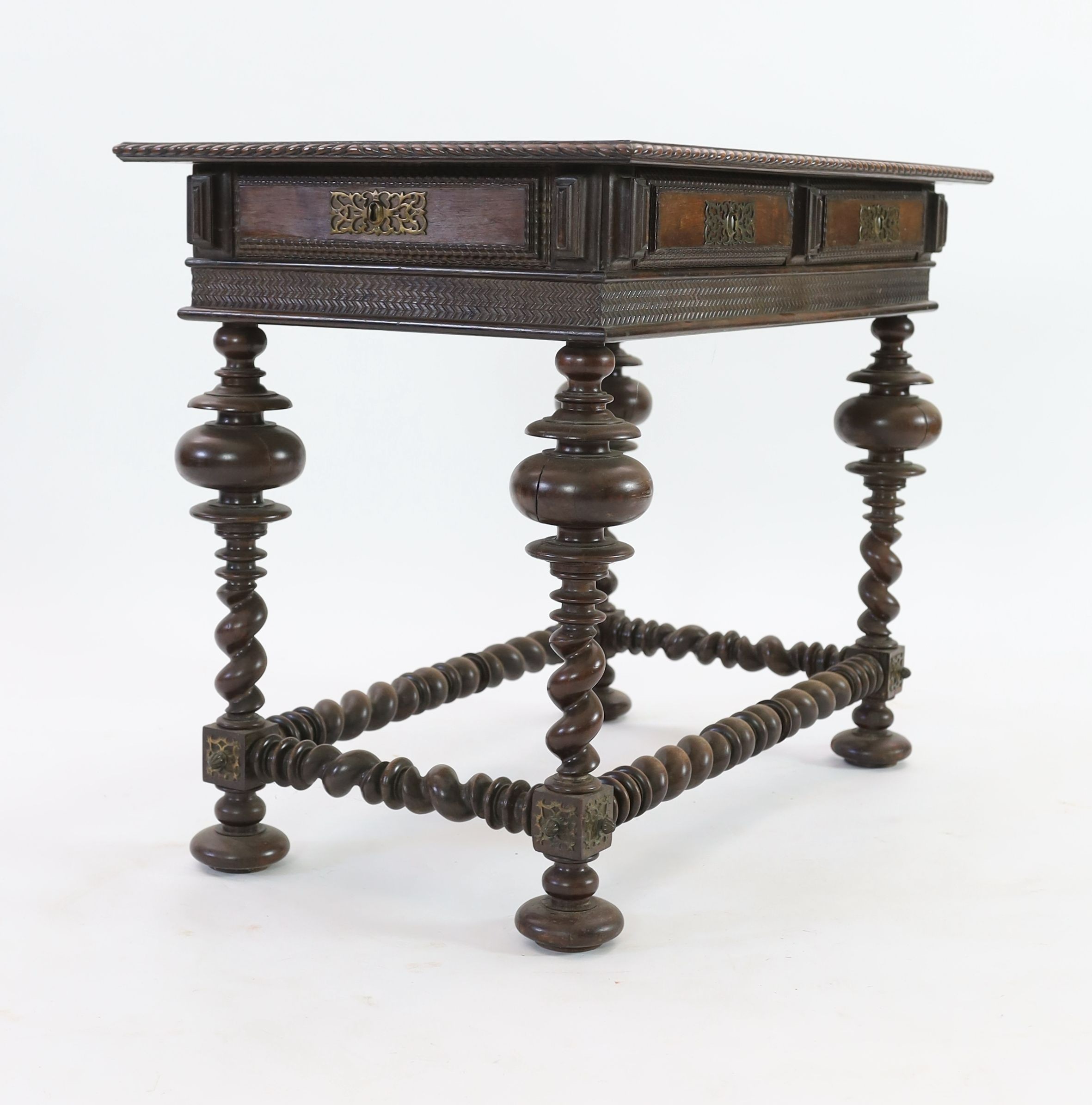 An 18th century Portuguese Colonial rosewood centre table, with gadroon rectangular top over two - Image 4 of 4