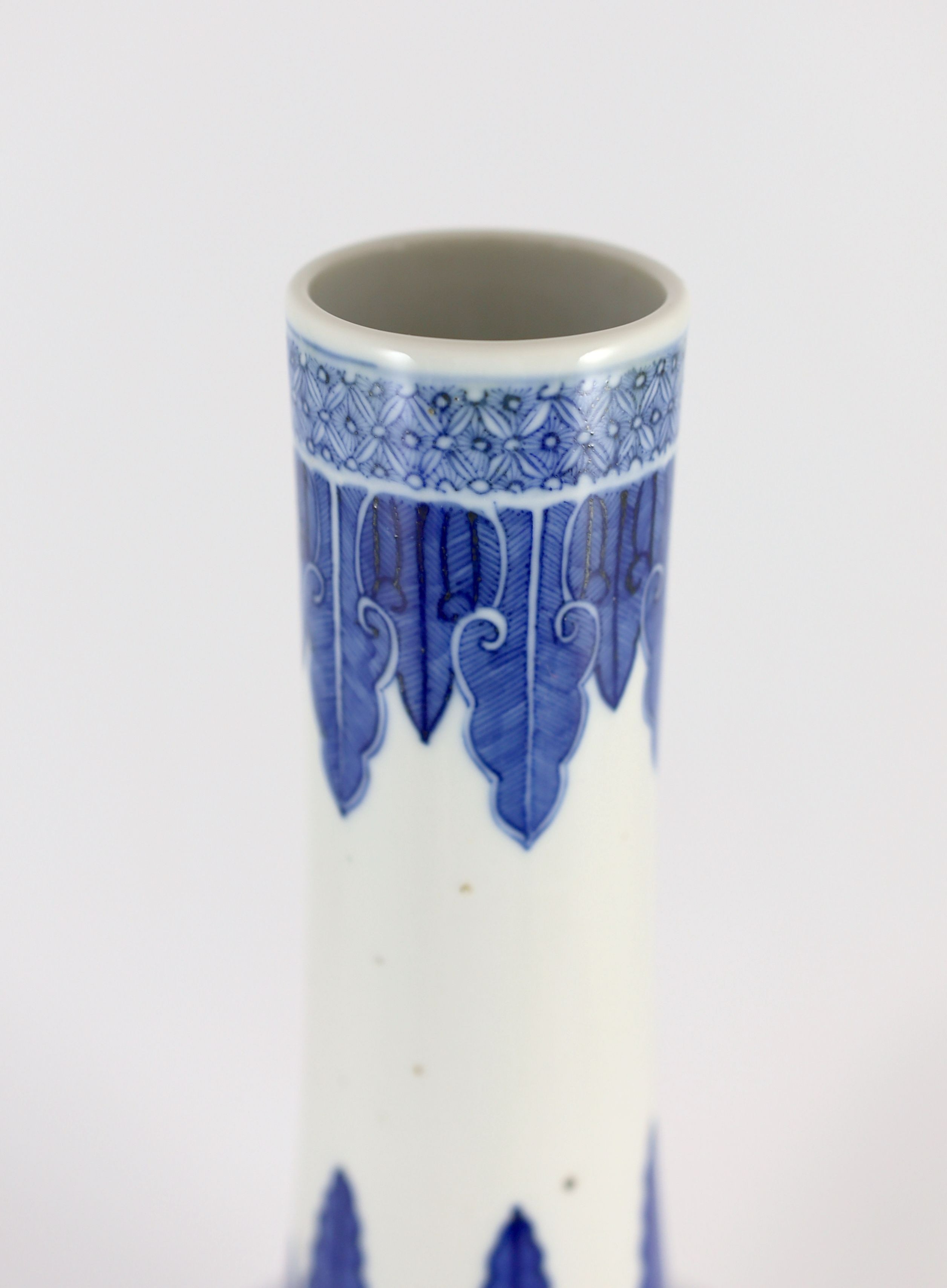 A large Chinese blue and white bottle vase, 19th century, painted with leaf and flower sprays and - Image 3 of 5