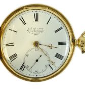 A Victorian engine turned 18ct gold hunter keywind pocket watch, by James McCabe, Royal Exchange,