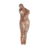 In the manner of Marino Marini, a terracotta sculpture, reclining female nude Length 120cm.Looks