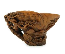 A fine Chinese rhinoceros horn ‘Ode to the Red Cliff’ libation cup, 17th/18th century, carved in