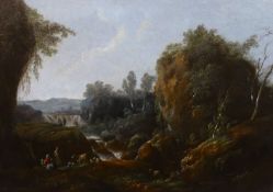 Jean Baptiste Pillement (French, 1728-1808) Italianate river landscapesoil on zinc panels, a