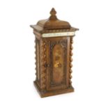 A mid 19th century French marquetry inlaid walnut country house post box, of architectural form,