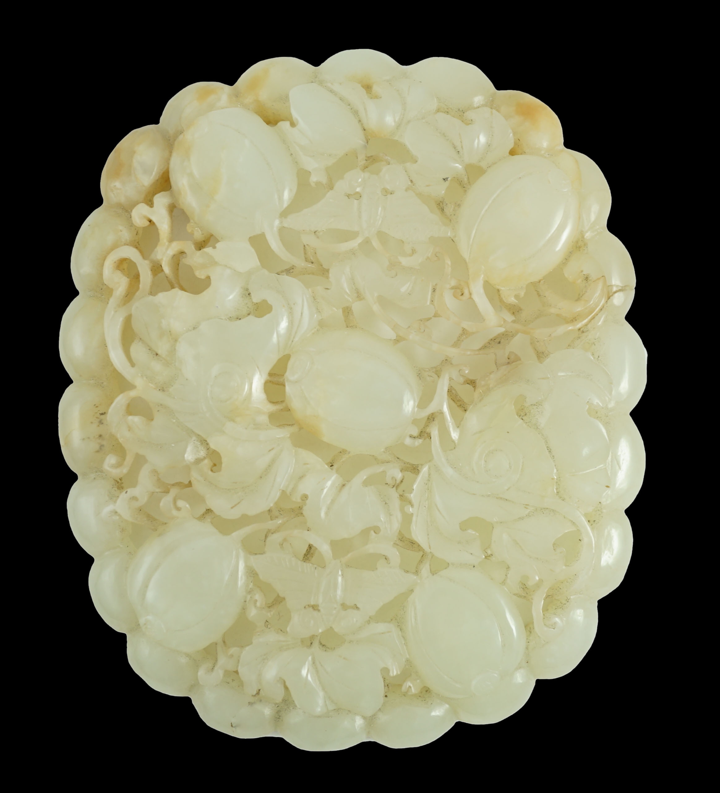 A Chinese pale celadon jade oval openwork plaque, 19th century, probably taken from a ruyi - Image 10 of 10