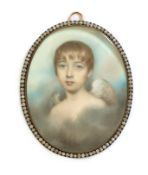 English School c.1820 Miniature of a child painted as an angelwatercolour on ivoryUK APHA