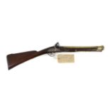 An 18th century James Barbar flintlock blunderbuss with 36cm brass barrel signed London and lock